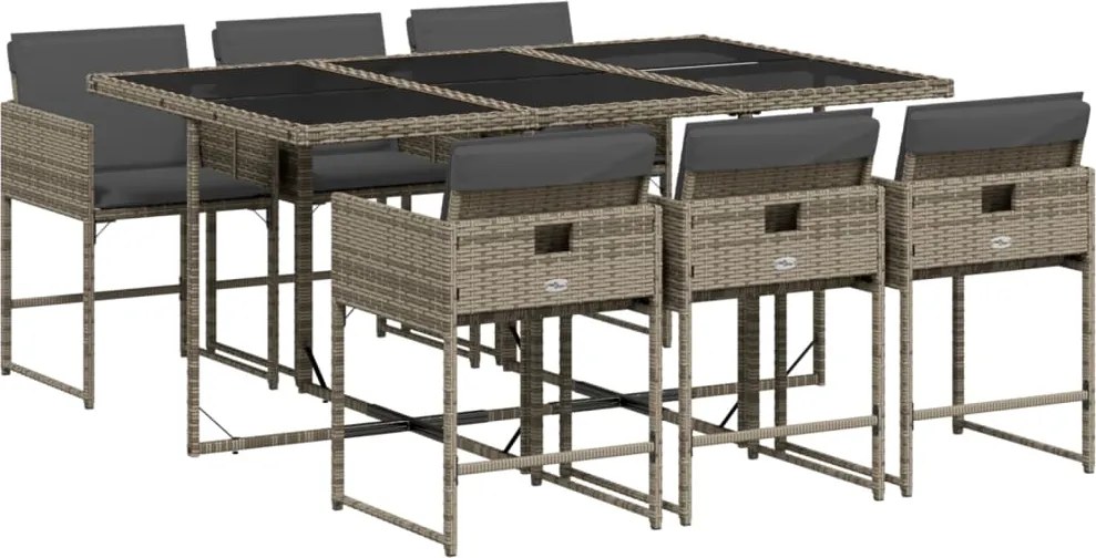 vidaXL Set mobilier de grădină cu perne, 7 piese, gri, poliratan