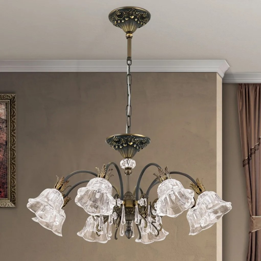 Candelabru cristal design lux LA BOHEME D-72cm 8L old patina