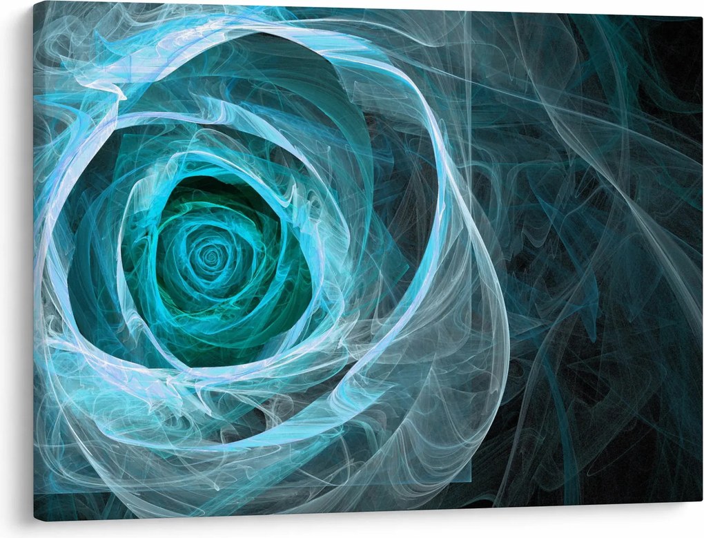 Tablou - Abstract trandafir albastru cu fundal negru (70x50 cm)
