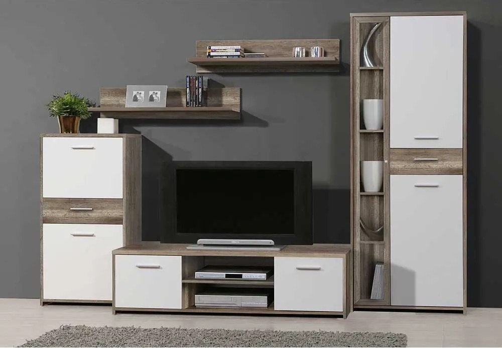 BIBLIOTECA MODE,256.9X52.7X183.1 CM,CULOARE STEJAR ANTIC/ALB,PAL