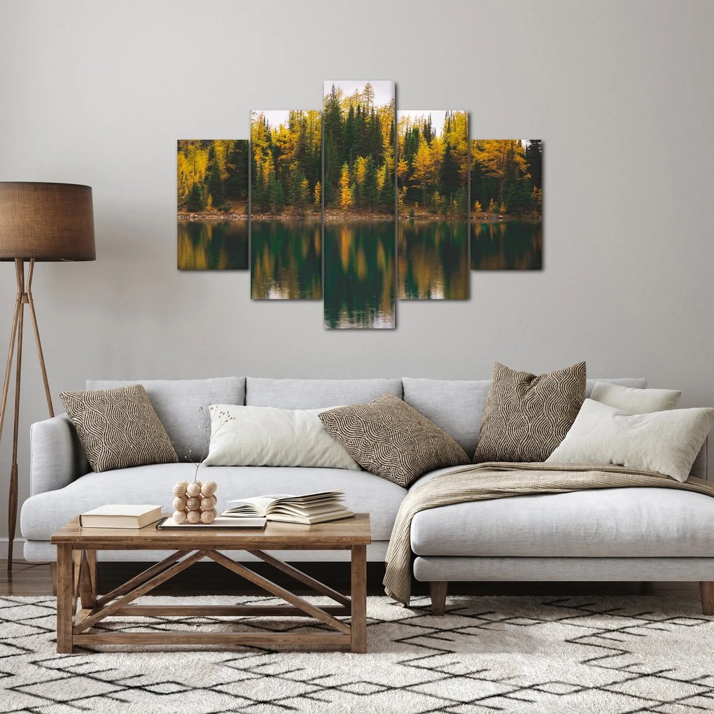 Tablou cu lac de pădure (150x105 cm)