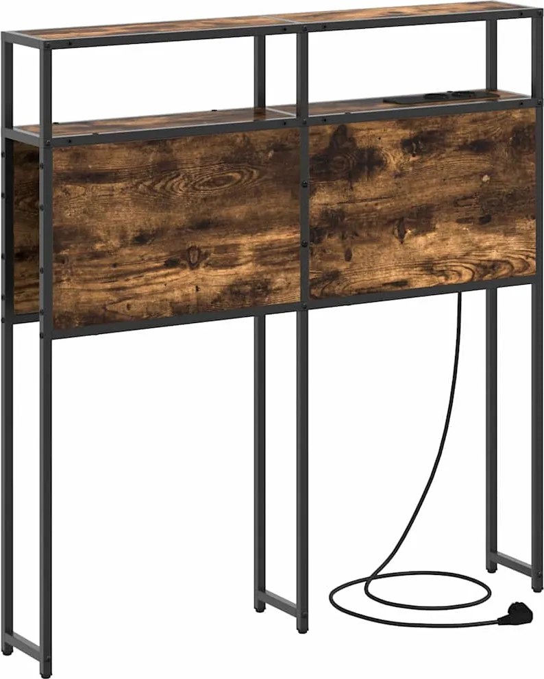 vidaXL Tăblie de depozitare cu raft Stejar afumat 90 cm Lemn compozit