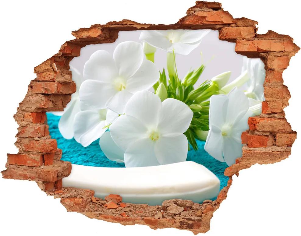 Autocolant gaură 3D Flori albe Spa