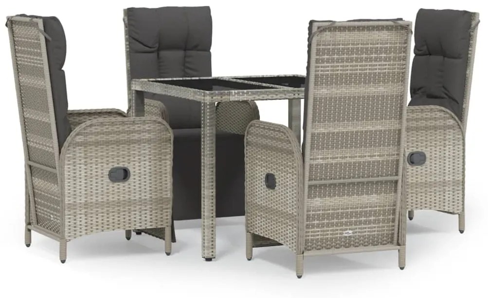 3185030 vidaXL Set mobilier de grădină cu perne, 5 piese, gri, poliratan