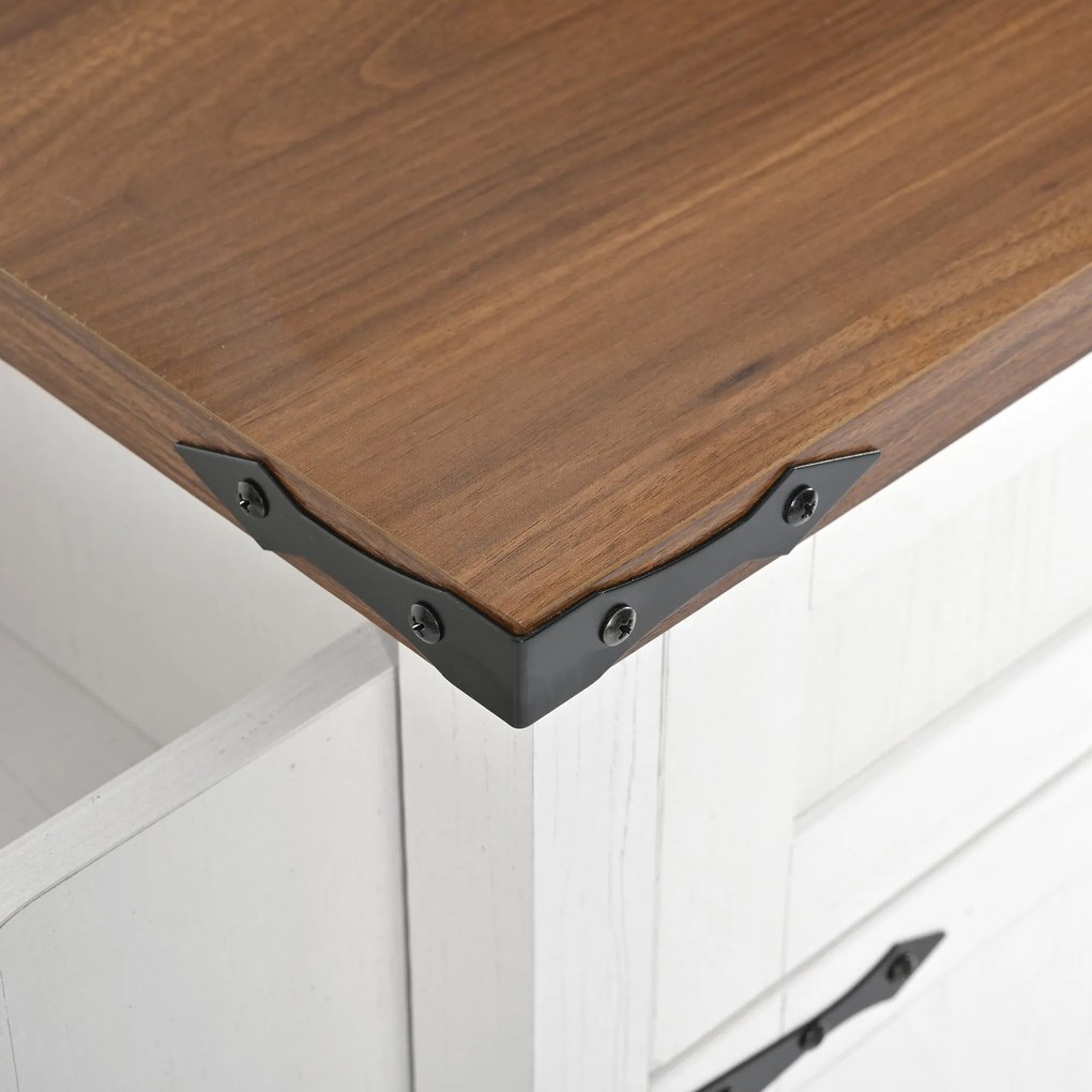 Insulă de bucătărie cu blat rabatabil, Alb | Aosom Romania