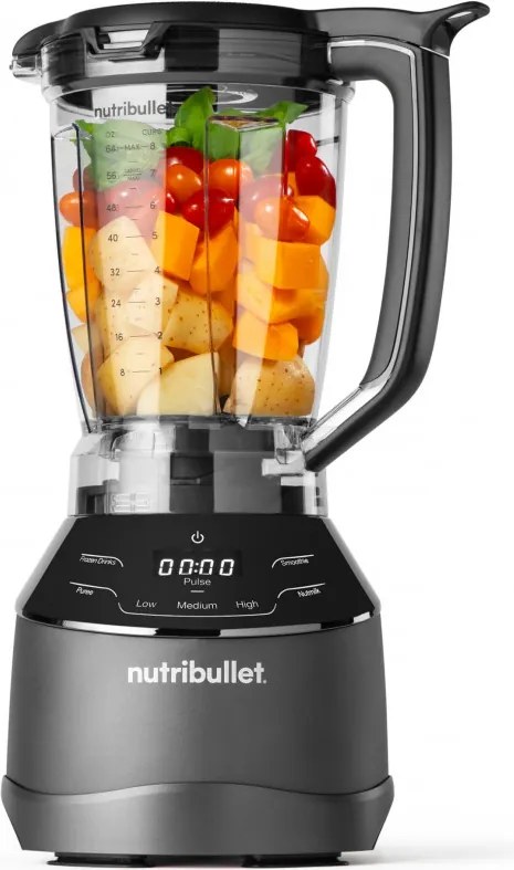Blender, robot, Nutribullet 3in1 Triple Prep System NBF580B, 1500 W, 1,8 l, 8 programe, 3 viteze, 8 programe, Recunoastere accesorii, Comandă tactila, Negru/gri