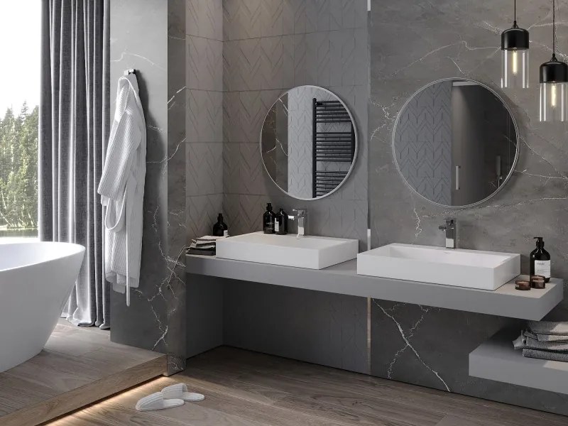 Mexen Loft oglindă de baie rotundă 70 cm, ramă inox - 9850-070-070-000-10