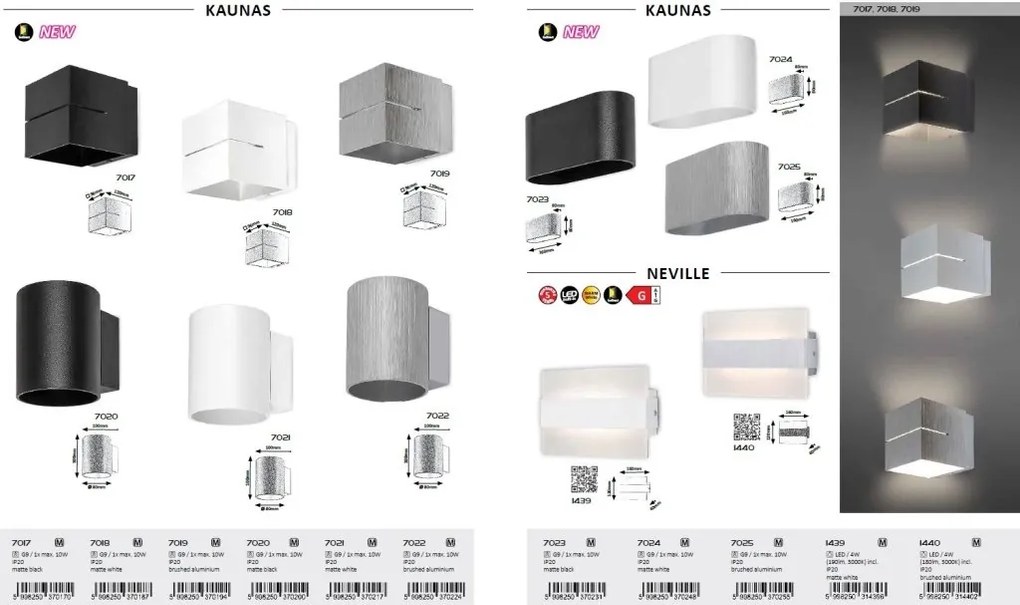 Aplica de perete cu lumina indirecta ambientala KAUNASA aluminiu periat