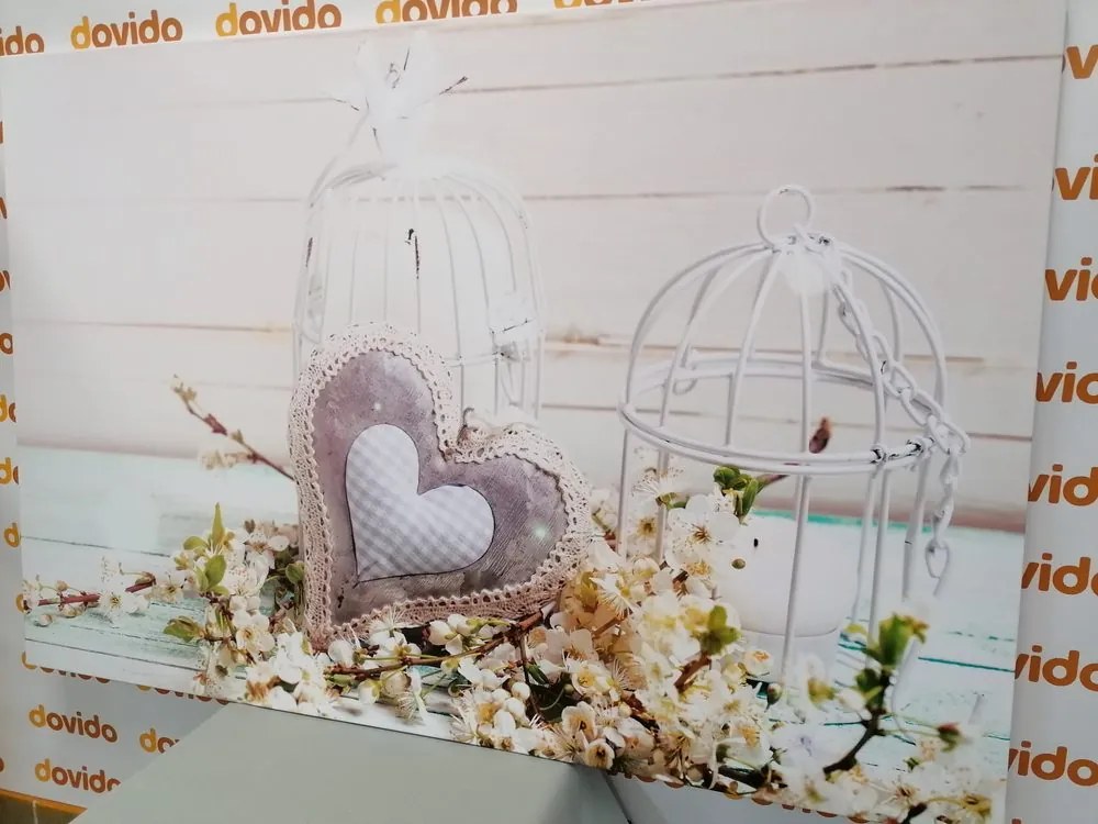 Tablou inimă vintage și felinare