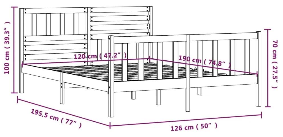 Cadru de pat Small Double 4FT, 120x190 cm, lemn masiv Maro, 120 x 190 cm