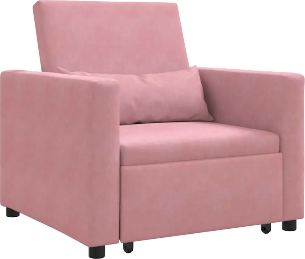 vidaXL Canapea extensibilă single Roz deschis 90 x 165 x 87 cm Catifea