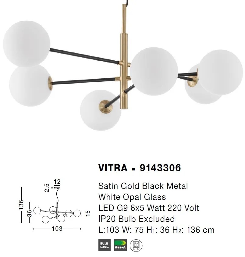 Lustra moderna cu 6 surse de lumina Vitra