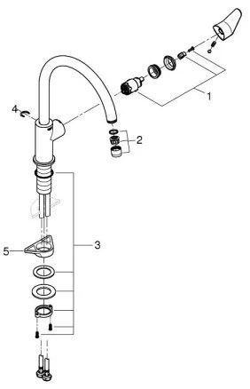 GROHE 31536001 - Baterie pentru chiuvetă BAUCURVE, 332 mm, crom lucios