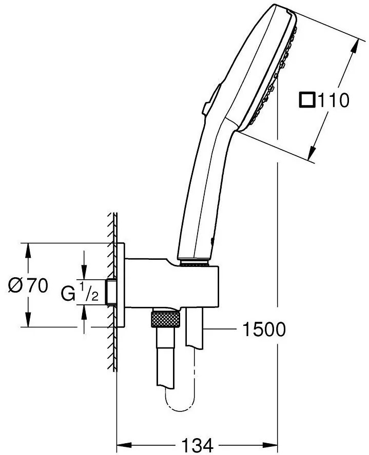 Grohe Tempesta Cube 110 Set dus cu suport si cot iesire, 3 jeturi