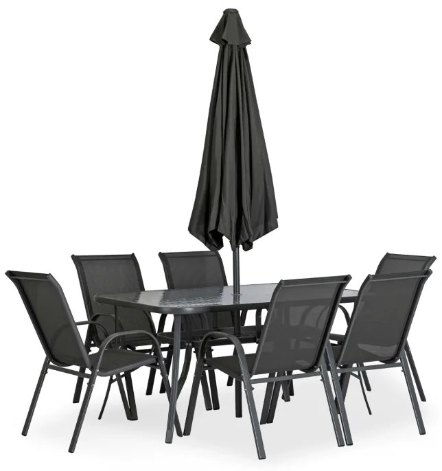 JAKS Mobilier din ratan negru Nebraska