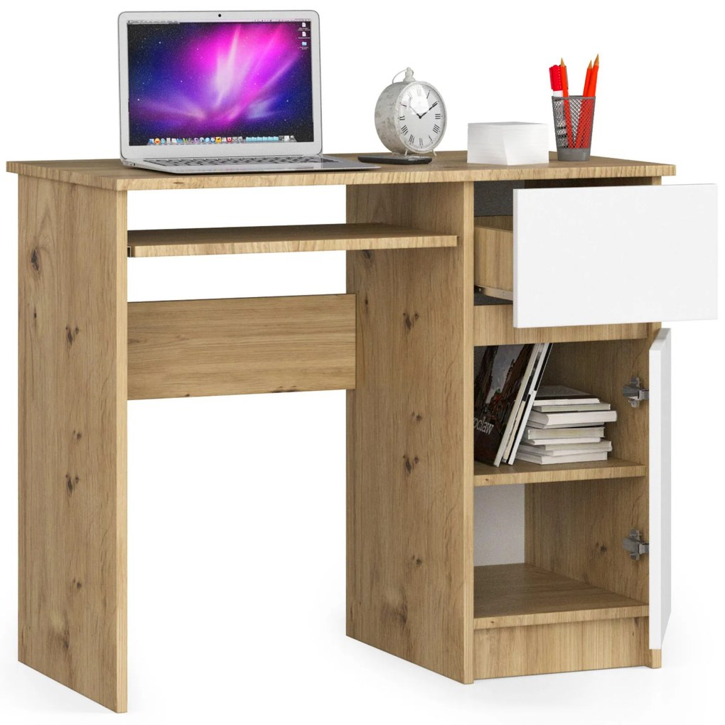 Masă PC Bhaskar (Stejar artisan + Alb) (D). 1070878