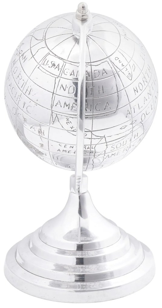 vidaXL Sculptură glob, argintiu, 16.5x14x26 cm, aluminiu