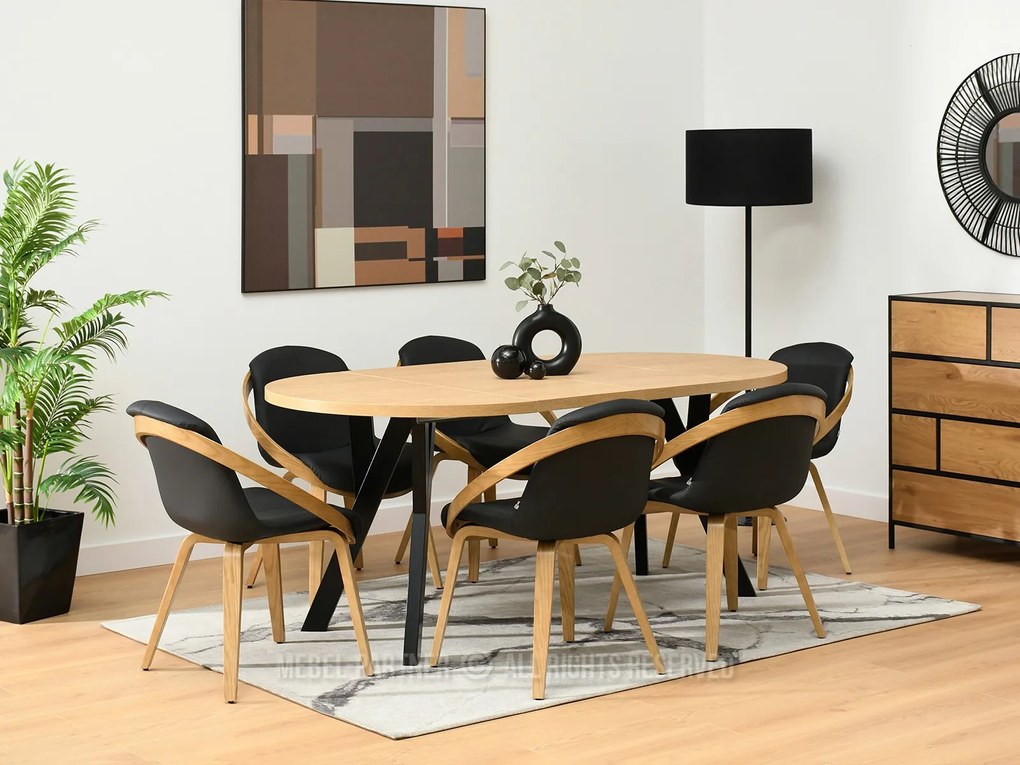 Scaun Lila K (negru + stejar). Promo -23%. 1111103