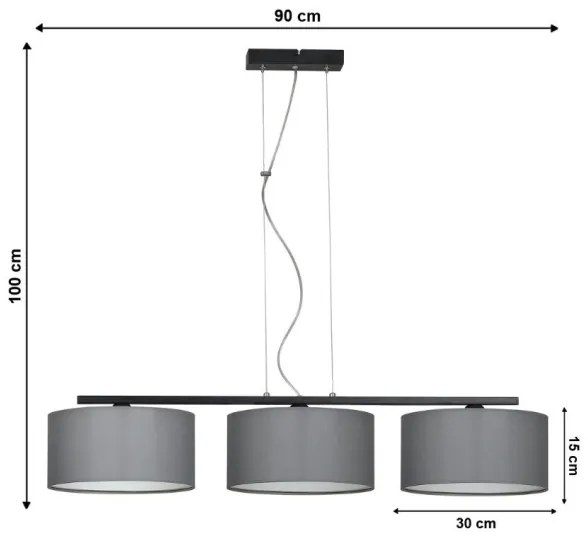 Lustră pe cablu ASTRA 3xE27/60W/230V gri