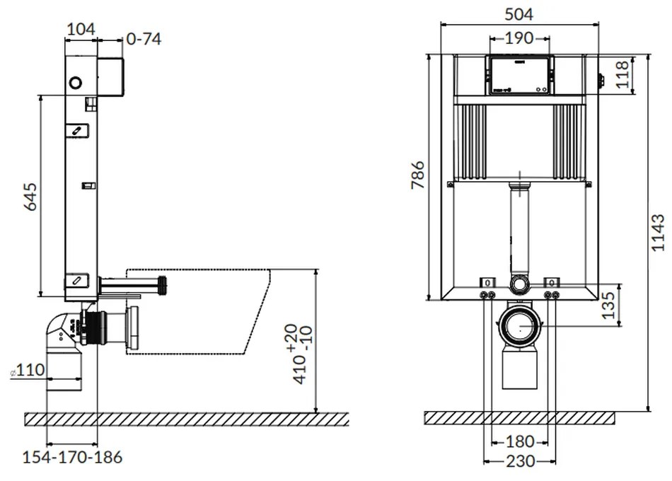 Rezervor wc incastrat Cersanit Aqua 92, pneumatic