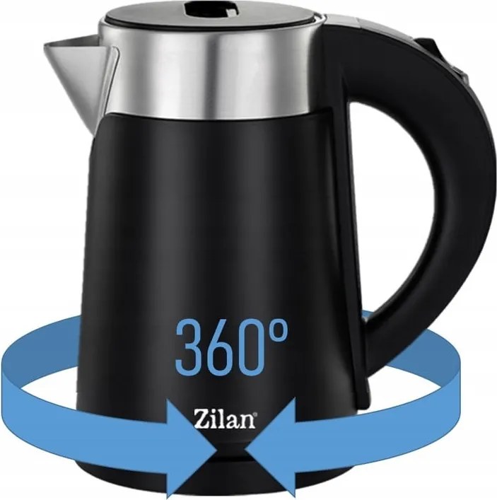 Fierbator electric Zilan ZLN3387 Negru cu pereti dublii, putere 800W, capacitate 0.8L, inox