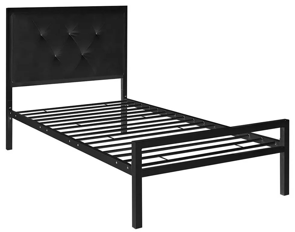 Cadru pat metalic Hanna cu grilaj cadou-90x200 cm-negru