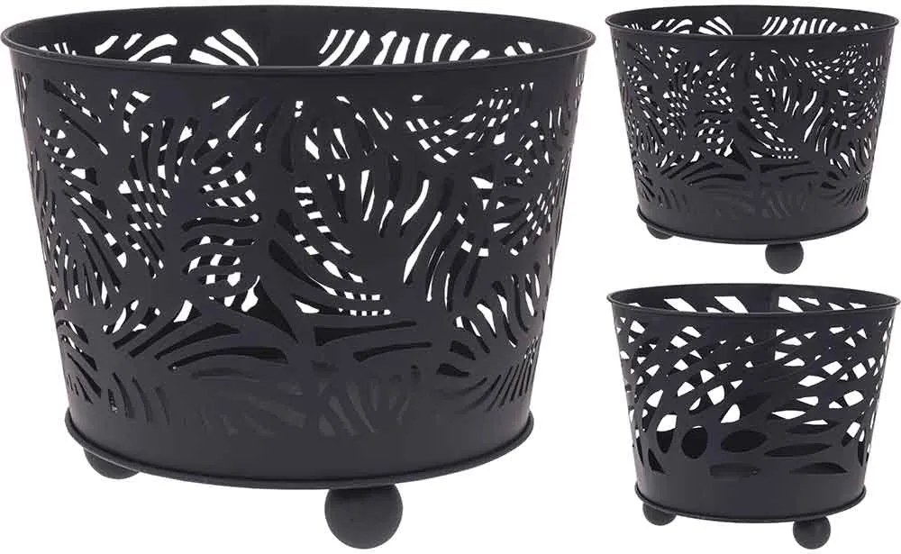 COS METALIC DEPOZITARE LEMNE FOC, 39X32 CM, NEGRU