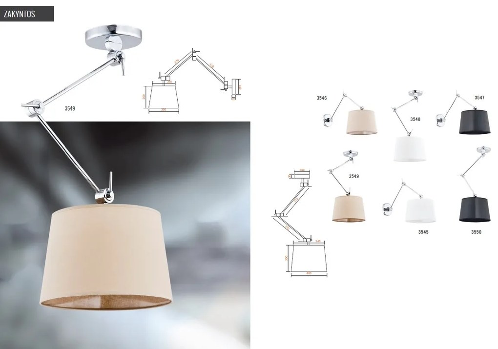 Aplica moderna cu brat reglabil ZAKYNTOS alba