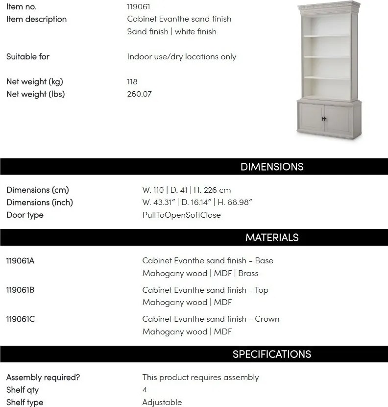 Dulap cu rafturi LUX lemn de mahon sand Evanthe