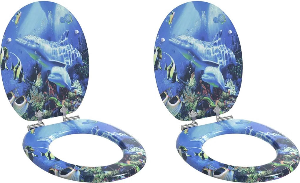 vidaXL Capac de toaletă cu închidere lentă 2 pcs albastru 44 x 38 cm