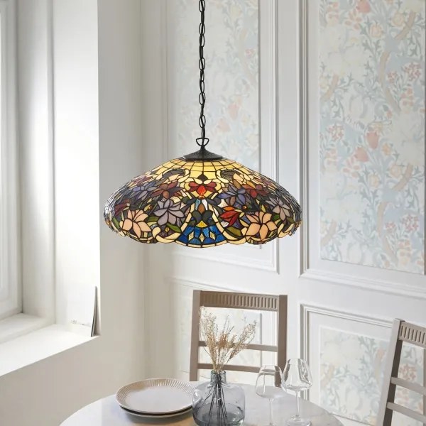 Endon 112193 - Candelabru suspendat pe lanț Tiffany SULLIVAN 3xE27/60W/230V ø 57 cm