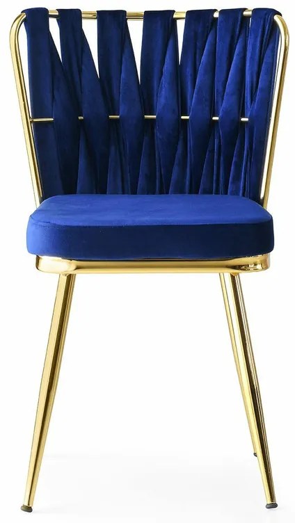 Set de scaune de sufragerie Kusakli Navy Blue andGold, 4 buc.