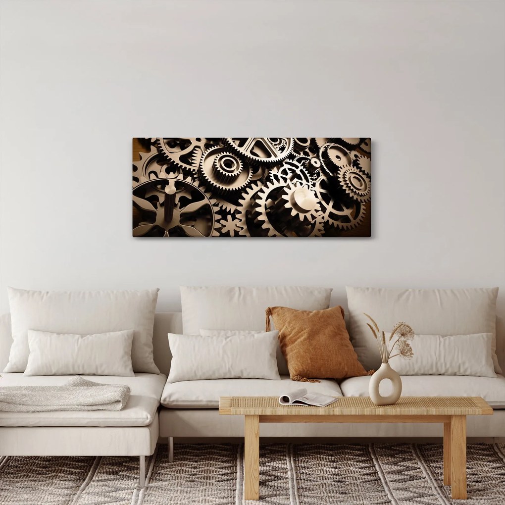 Tablou - Piese de ceas (120x50 cm)