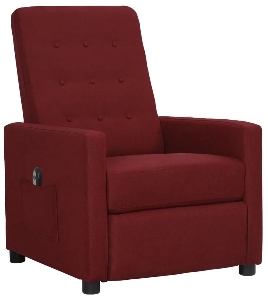 3098641 vidaXL Fotoliu rabatabil electric, roșu vin, material textil