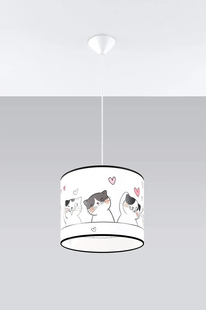 Lustră pentru copii albă cu abajur din plastic ø 30 cm Puss – Sollux