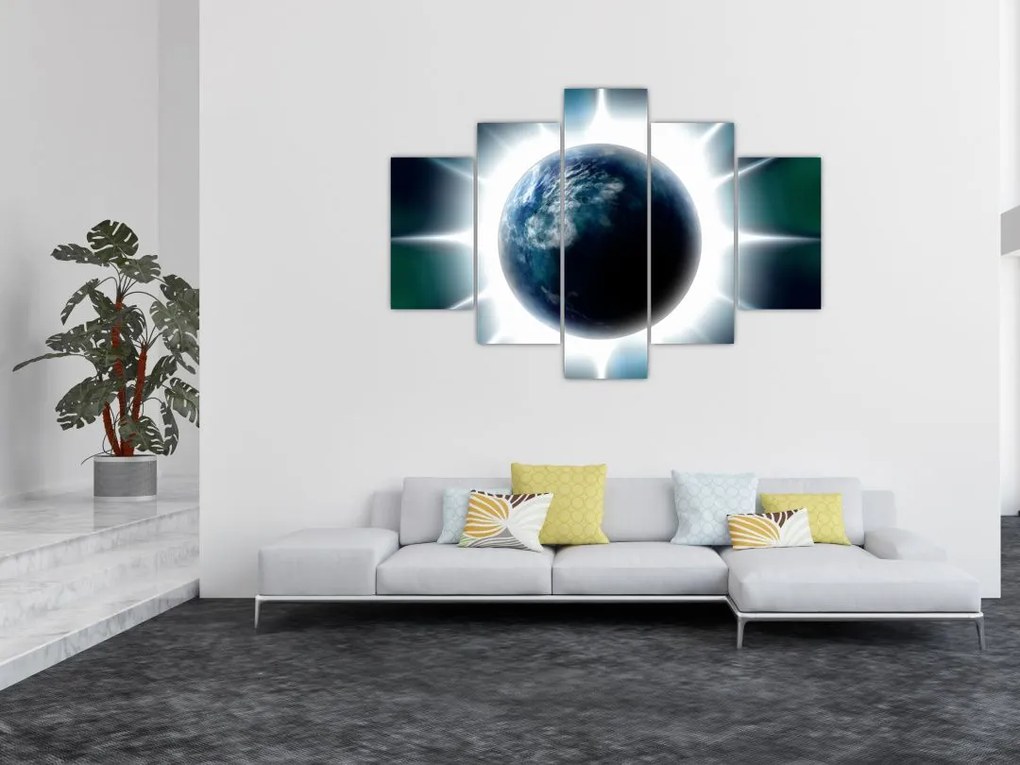 Tablou cu planeta iluminată (150x105 cm)