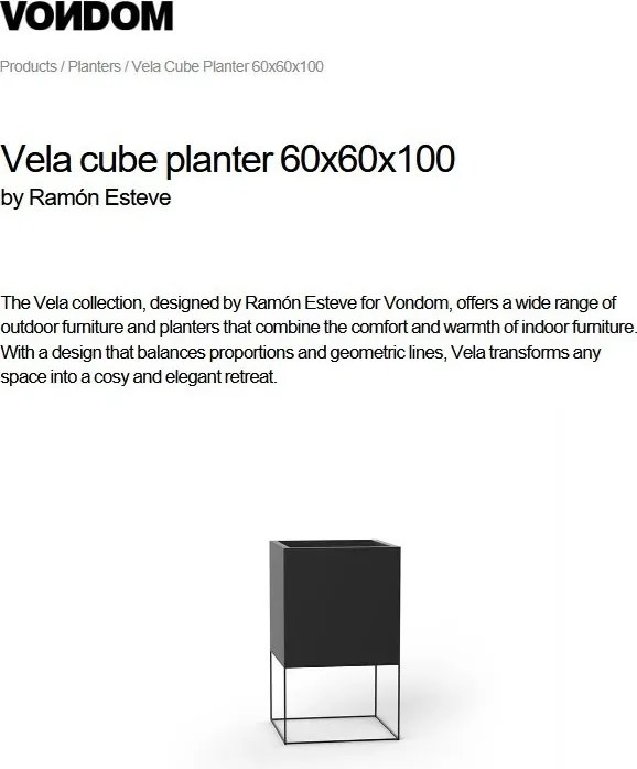 Ghiveci plante, flori design decorativ modern pentru amenajari interioare si exterioare, VELA CUBE PLANTER 54042R Vondom