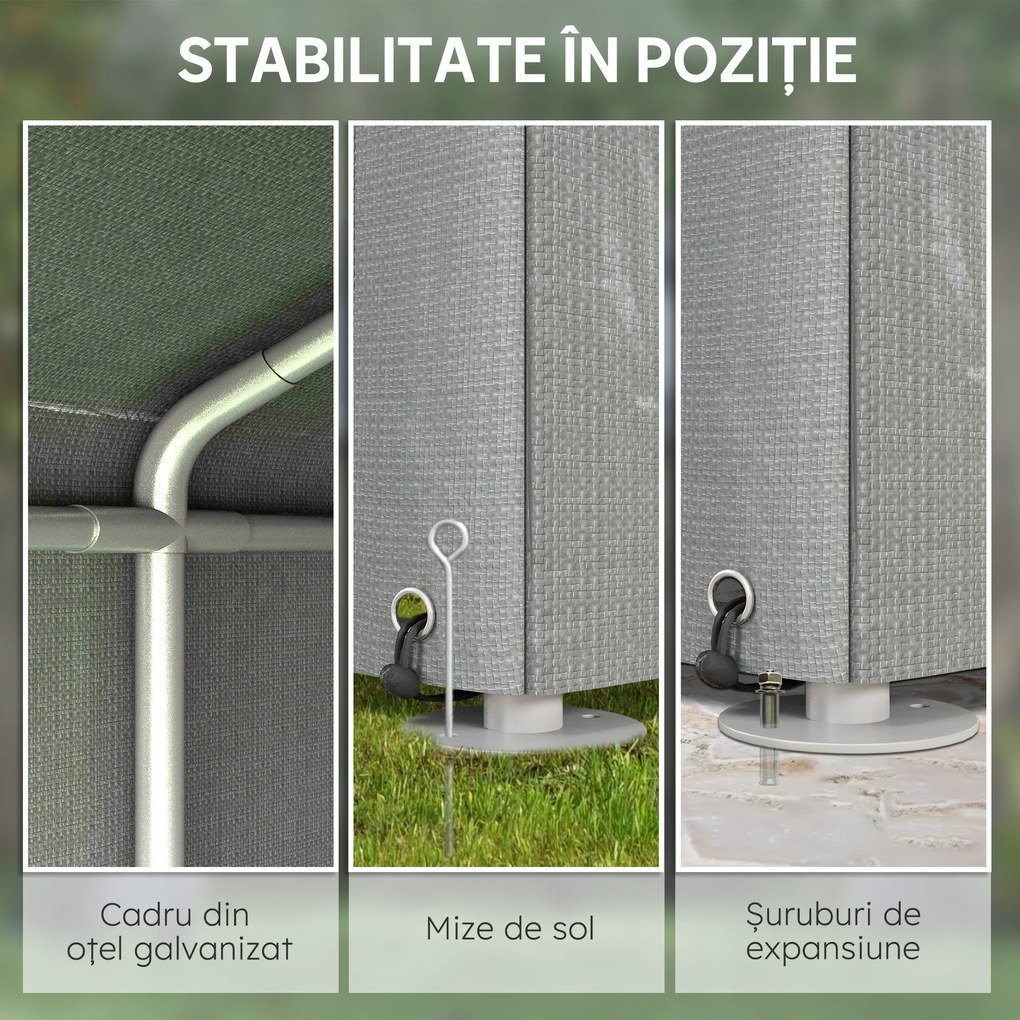 Outsunny Garaj pentru Motociclete, Biciclete și Unelte, Cort cu Fermoar, 160x218x172 cm, Gri Deschis | Aosom Romania