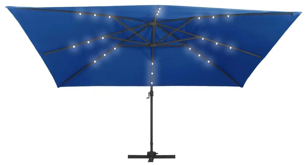Umbrela suspendata cu LED si stalp aluminiu azuriu 400x300 cm azure blue, 400 x 300 cm