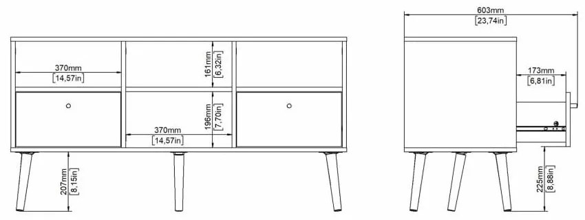 Comodă TV albă 117x61 cm Bodo – Tvilum