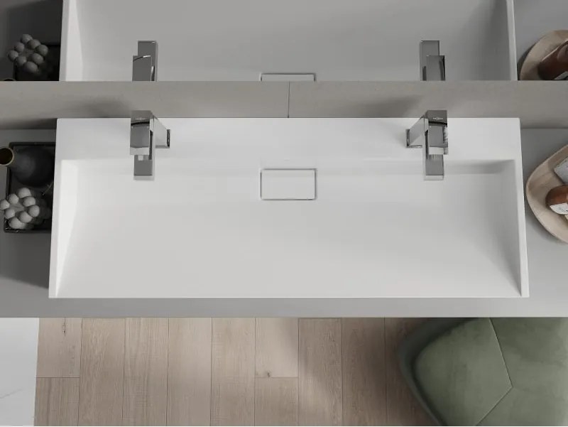 Mexen Ava chiuvetă de blat din conglomerat 2/O 120 x 46 cm, albă - 23011202
