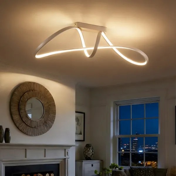 Brilagi-LED Lustră aplicată dimmabilă TWISTER LED/60W/230V 3000-6000K bej+telecomandă