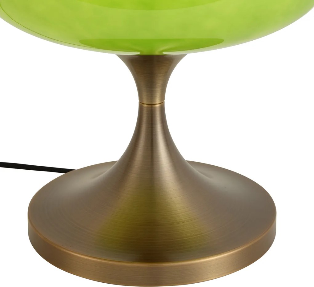 Lampă de masă retro bronz închis cu abajur din sticlă verde 31 cm - Glaze