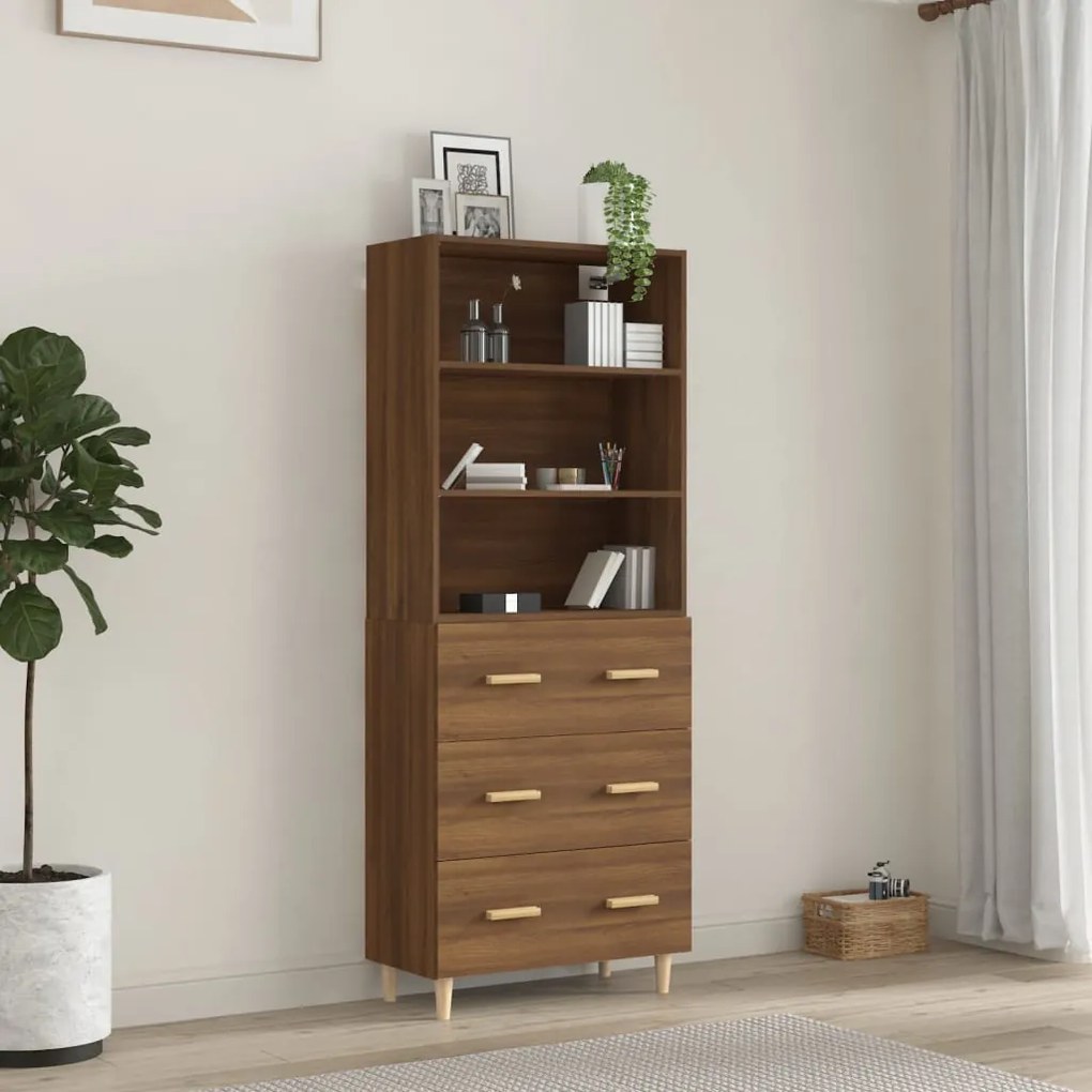 3115155 vidaXL Dulap înalt, stejar maro, lemn prelucrat
