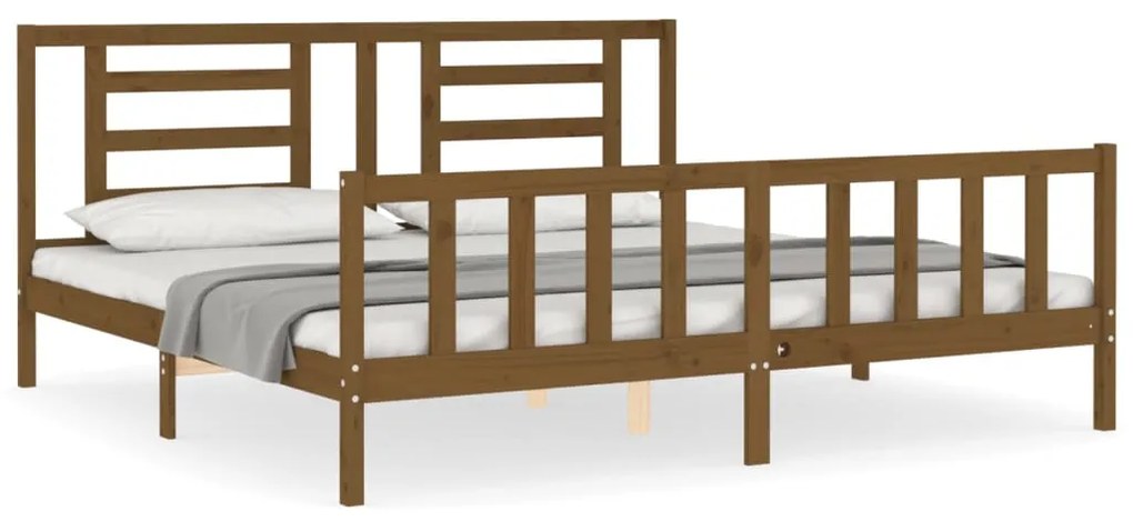 3192904 vidaXL Cadru pat cu tăblie, maro miere, 200x200 cm, lemn masiv