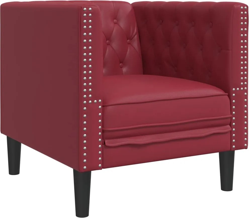 vidaXL Fotoliu Chesterfield, roșu vin, piele artificială