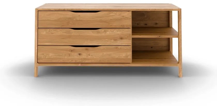 Comodă în culoare naturală joasă din lemn de stejar 140x64 cm Twig – The Beds