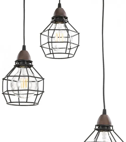 Lustră pe cablu ONLI SPIDER 3xE27/15W/230V negru/maro
