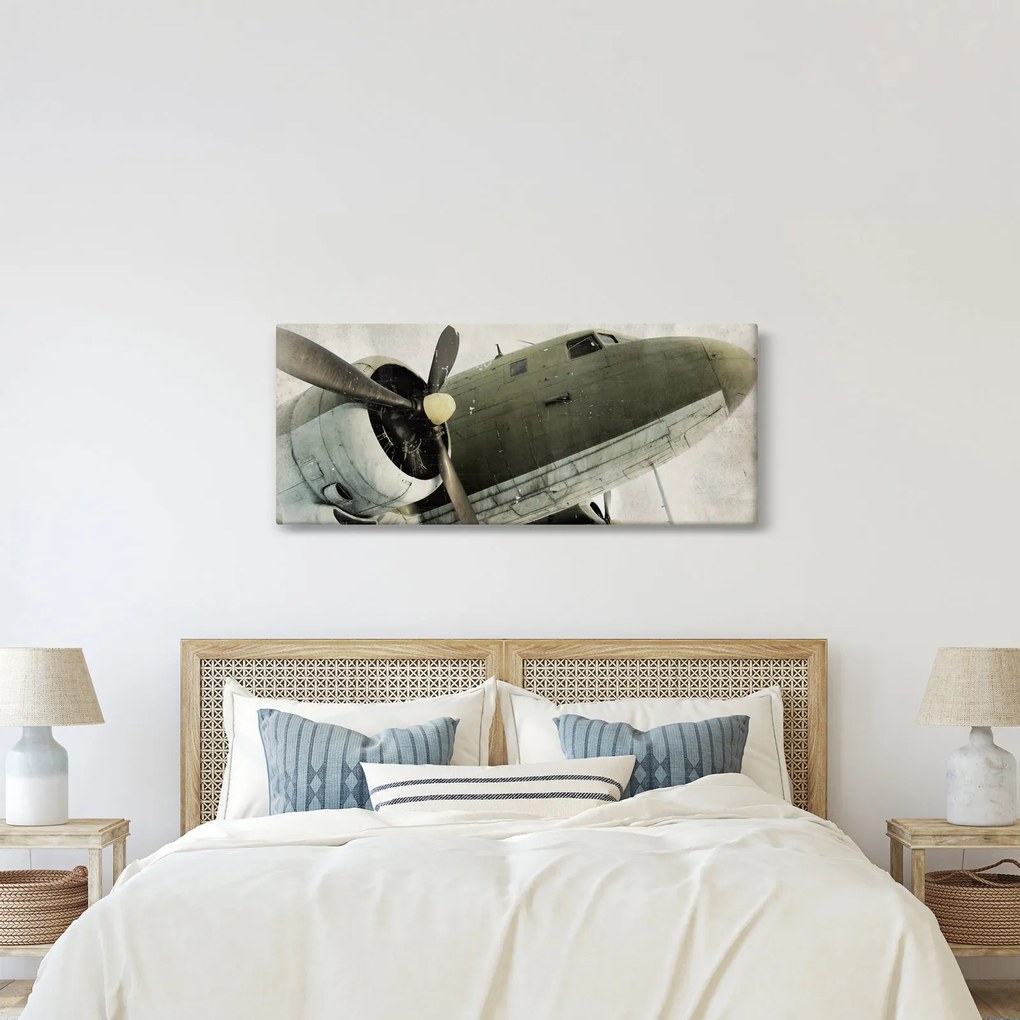 Tablou - Avion vechi cu elice (120x50 cm)