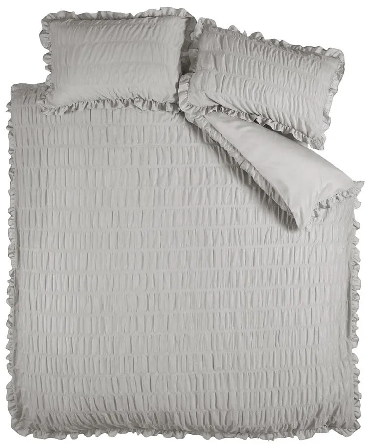 Lenjerie de pat gri din țesătură crep pentru pat dublu 200x200 cm Seersucker Frill – Catherine Lansfield